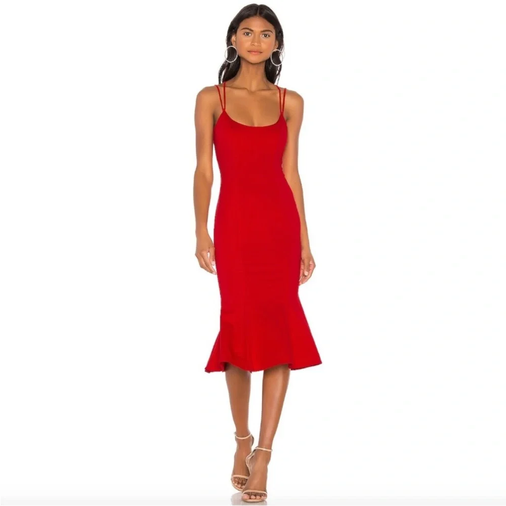NWT NBD Melody red midi dress - Picture 2 of 5